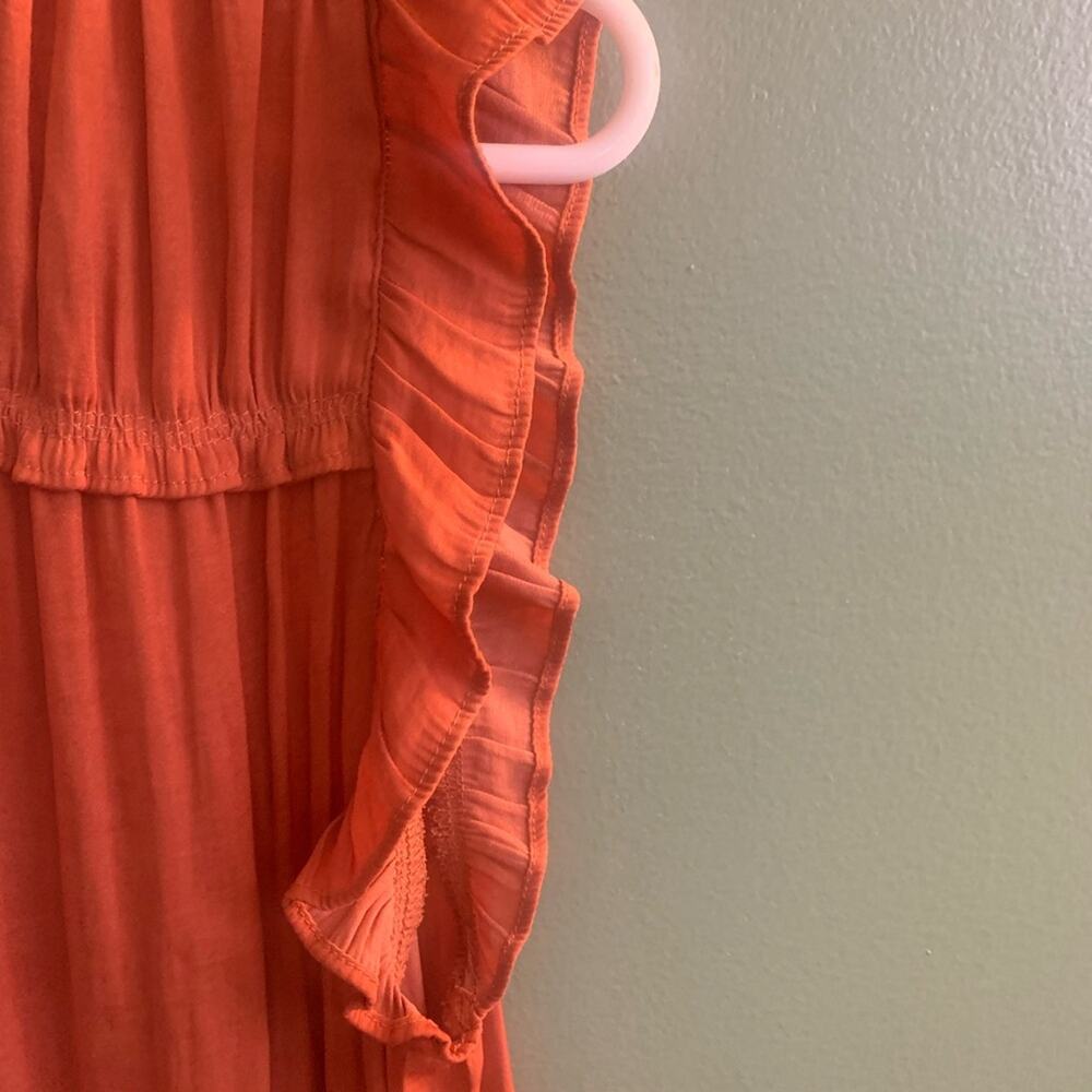 Flutter Sleeve Tie Front Rust Orange Blouse Mediu… - image 5